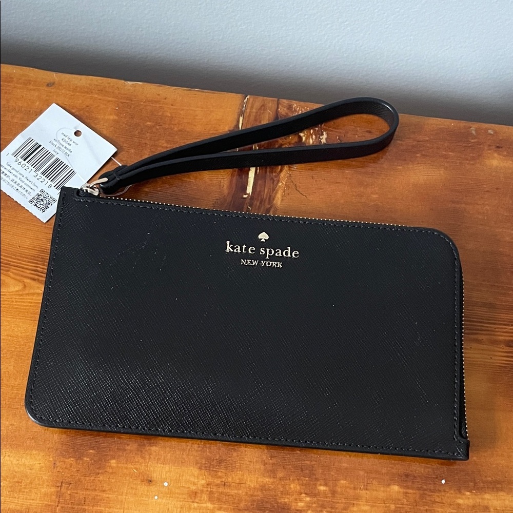 NWT Kate Spade Medium Zip BLACK affine Leather Lucy Wristlet